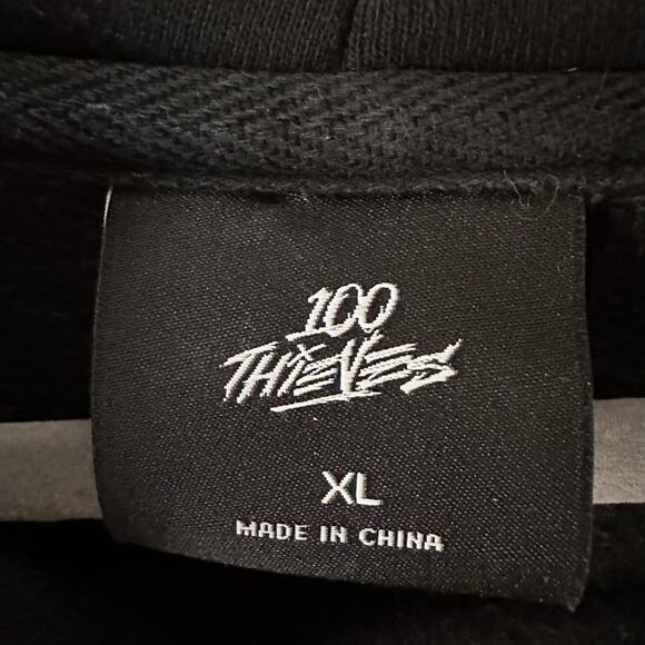 100 Thieves Wire Frame Hoodie LA black pullover Sweatshirt Gaming Mens XL - Picture 2 of 4
